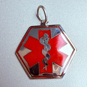 Sterling Silver 925 Medical Alert EMS EMT Diabetes Tag Charm Pendant